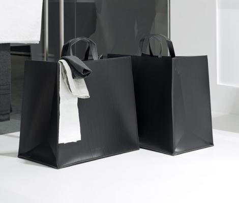 cesto para la ropa de cuero