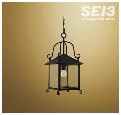 Farol Forja Rustico Exterior Modelo Llanes 1118-1NETR 