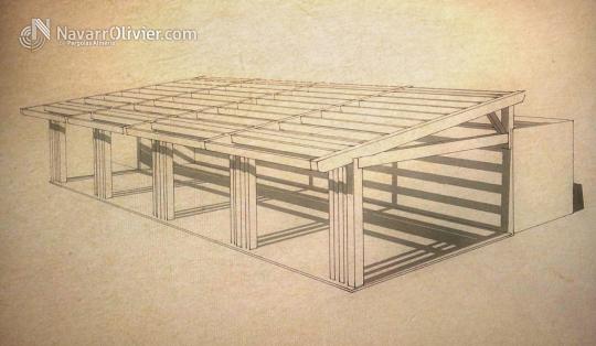 Proyecto de pergola con pendiente a 1 agua para restaurante
