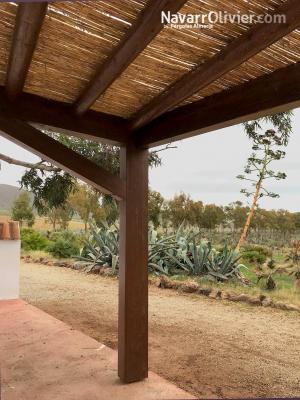 Pérgola natural sostenible en madera y cañizo