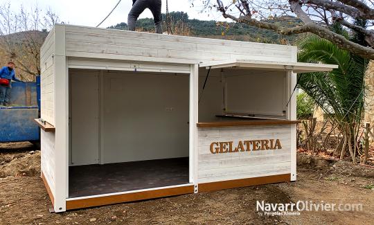 Caseta de madera transportable para heladería