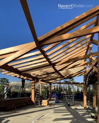 Estructura de madera para cubricion de terraza