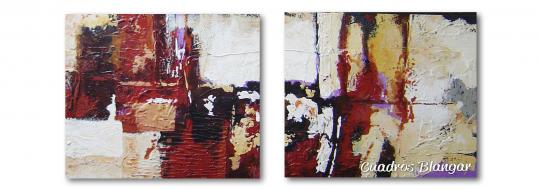 cuadro abstractos dipticos pintados a mano con textura
