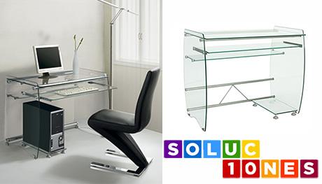 Mesa de ordenador GYOR, cristal, 90 x 55 cms