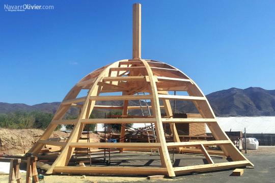 Construcción de estructura de madera para cúpula imperial. Iglesia de Santiago, Lorca