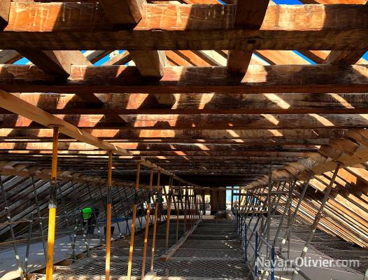 Fase de inspección y diagnostico de cubierta de madera histórica