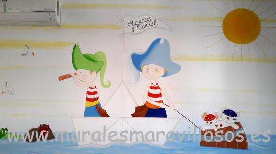 murales infantiles de piratas