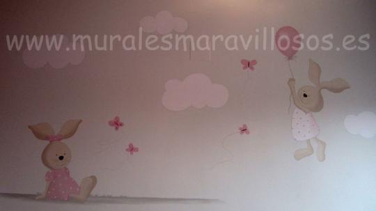 Murales infantiles de conejitos