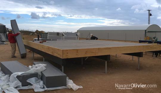 Montaje de forjado con ailamiento de Poliuritano extruido con grafito y madera microlaminada
