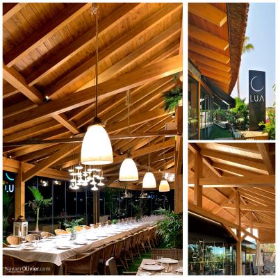 Estructura de madera laminada para comedor de restaurante LUA Puerto rey