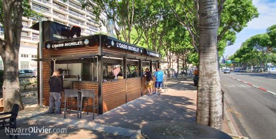 Chiringuito de madera urbano para gastronomía Take Away