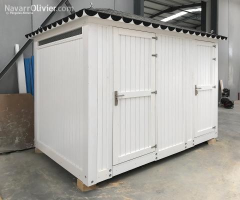 Aseo modular de madera accesible doble equipado con instalación sanitaria