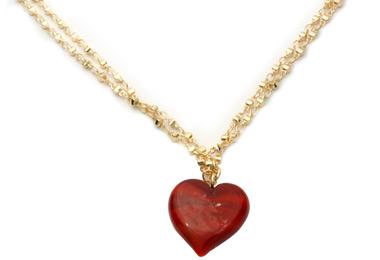 Collar largo Murano en forma de corazón