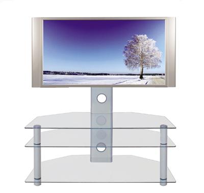 Mesa TV Plasma en cristal con 3 baldas en cristal para colocar tu TV + DVD + Canal Plus + Video