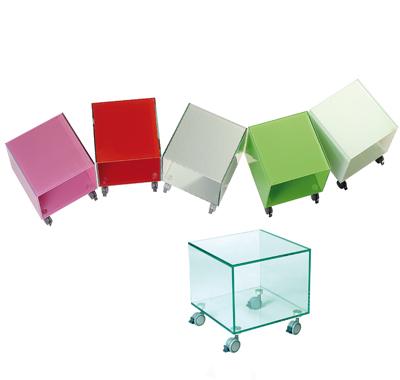 Cubo Mesa con Ruedas en Cristal Ref. 59665