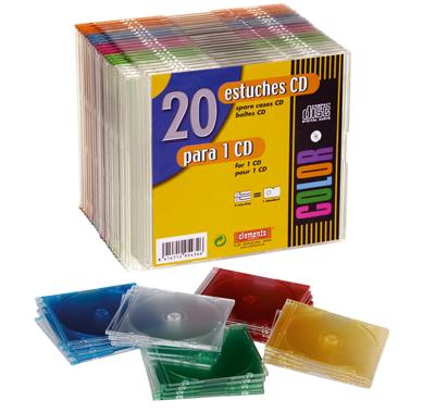 Pack 20 estuches 1 cd/dvd slim