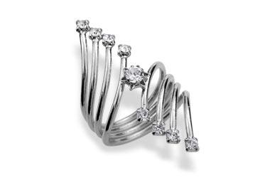 Anillo en plata rodiada con zirconitas