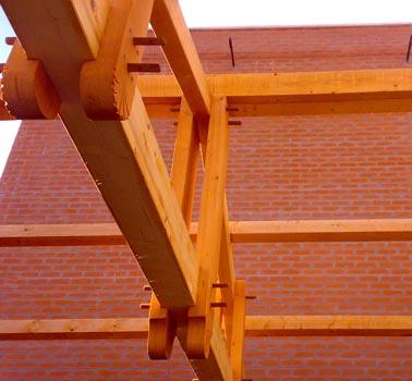 Detalle de estructura de madera para cubierta