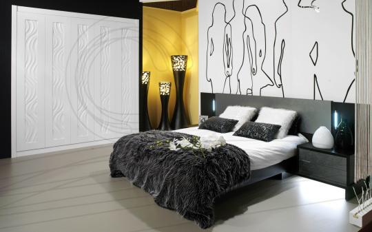 Dormitorio con armario de ondas