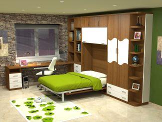 CAMA VERTICAL DE MATRIMONIO, ARMARIO , LIBRERIA Y ZONA DE ESTUDIO