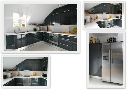 Gris oscuro brillo con silestone blanco