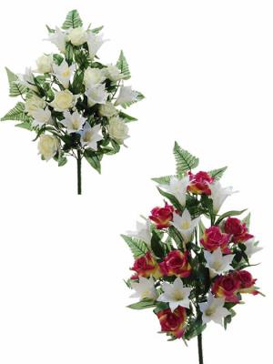 ramo rosas artificiales y azucenas artificiales especial cementerio