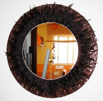Espejo Glitter y plumas
