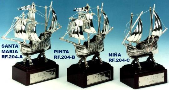 carabelas santa maria, la pinta y la niña en  plata y allpaca