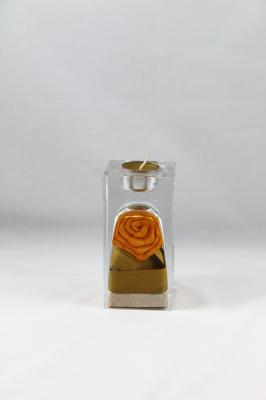 CANDELABRO DECORATIVO DE CRISTAL CON FLOR SECA oasisdecor.com