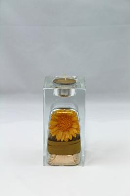 CANDELABRO DECORATIVO DE CRISTAL CON FLOR SECA oasisdecor.com