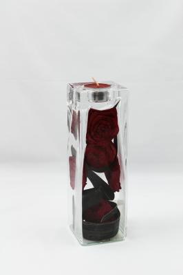 CANDELABRO DECORATIVO DE CRISTAL CON FLOR SECA oasisdecor.com