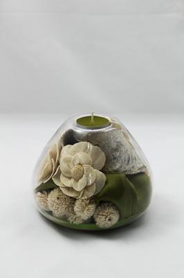 CENTRO DECORATIVO DE CRISTAL CON FLOR SECA oasisdecor.com