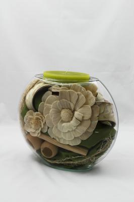 CENTRO DECORATIVO DE CRISTAL CON FLOR SECA oasisdecor.com