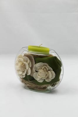 CENTRO DECORATIVO DE CRISTAL CON FLOR SECA oasisdecor.com
