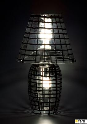 Lámpara de sobremesa vidriera doble iluminación