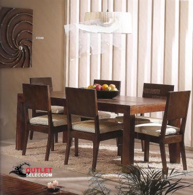 Mesa de comedor+6 sillas Teka maciza