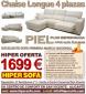 Sofá Chaise Longue Piel Flor 4 plazas 1ª marca nacional - Hipersofa