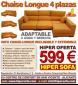 Sofá Chaise Longue 4 plazas reclinable y extensible - Hipersofa