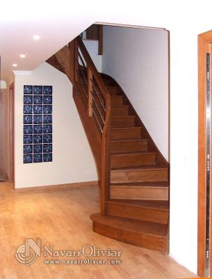 Distribución de peldaños escalera de madera.