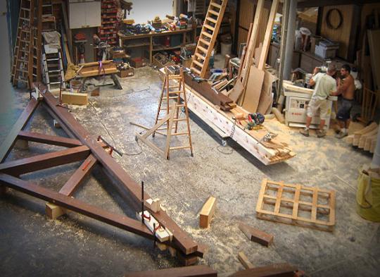 Preensamblado de estructura para cubierta.