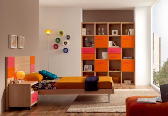 DORMITORIO JUVENIL MCON ESTANTERIA DE CUBOS GRBJA01