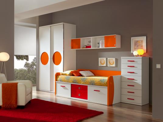 DORMITORIO JUVENIL CON CAMA COMPACTA CON GRAN CAPACIDAD GRBJA11