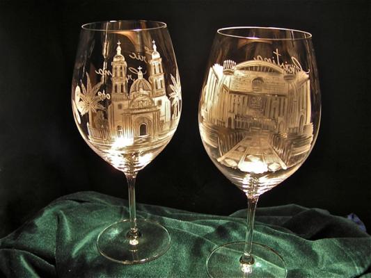 Copas de Vino talladas a mano personalizadas con su nombre