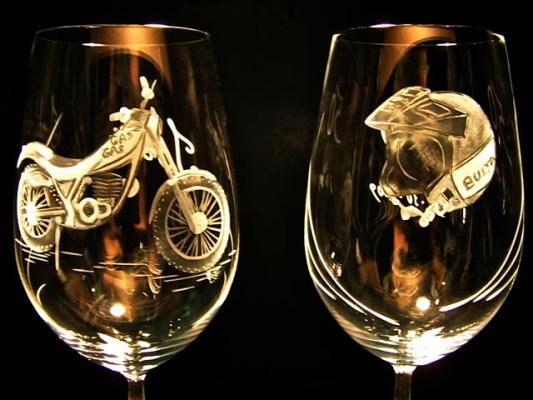 Copas de Vino con motivos de MOTOS