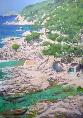 paisaje de la costa brava, oleo