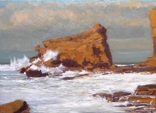 playa de langre, cantabria, acuarela