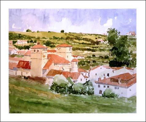 santillana del mar, acuarela