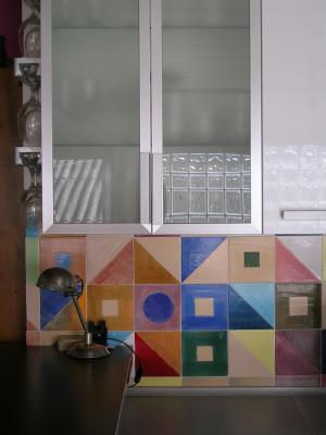 baldosas de cocina, pintadas a mano
