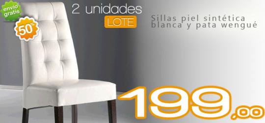 Lote de 2 sillas en piel sintética con un 50% de descuento para abrir bien el mes de febrero