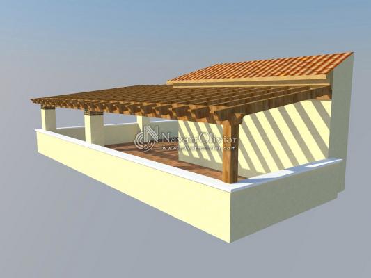 Pergola adosada para terraza